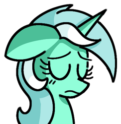 Size: 397x409 | Tagged: safe, artist:starbounce, lyra heartstrings, pony, unicorn, g4, cel shading, emote, emotes, emoticon, horn, its over, outline, pensive, sad, shading, simple background, solo, transparent background, white outline