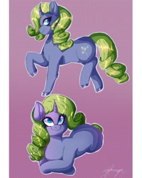 Size: 1080x1350 | Tagged: safe, artist:cakebvnny, forsythia, pony, unicorn, g4, curly hair, curly mane, curly tail, curved horn, cute, female, horn, mare, tail