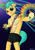 Size: 1400x2000 | Tagged: safe, artist:passionpanther, hitch trailblazer, earth pony, anthro, unguligrade anthro, g5, abs, bracelet, clothes, ear fluff, eyelashes, fan, jewelry, looking at you, male, open mouth, partial nudity, rave, shorts, solo, topless