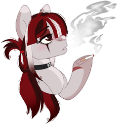 Size: 1920x2005 | Tagged: safe, artist:fruft, oc, pony, bust, cigarette, female, mare, portrait, simple background, smoke, solo, transparent background