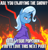 Size: 1797x1887 | Tagged: safe, artist:moonatik, trixie, pony, unicorn, g4, alternate clothes, back, business suit, butt, clothes, female, fire, horn, looking at you, looking back, mare, plot, sitting, solo, suit, trixie as trump