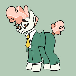 Size: 1000x1000 | Tagged: safe, artist:sparklegarden, svengallop, earth pony, pony, g4, alternate clothes, clothes, glasses, green background, male, necktie, simple background, solo, stallion