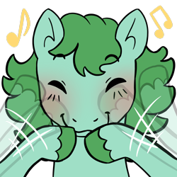 Size: 2048x2048 | Tagged: safe, artist:eatingsomegreeneggos, medley, pegasus, pony, g1, afterimage, blushing, eyes closed, female, mare, music notes, simple background, smiling, solo, transparent background, unshorn fetlocks, waving