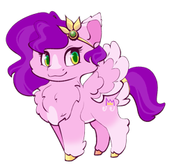 Size: 1117x1058 | Tagged: safe, artist:k1ttygam3r, pipp petals, pegasus, pony, g5, butt fluff, chest fluff, diadem, female, fluffy, jewelry, looking sideways, mare, redesign, regalia, simple background, solo, spread wings, tail, transparent background, unshorn fetlocks, wings