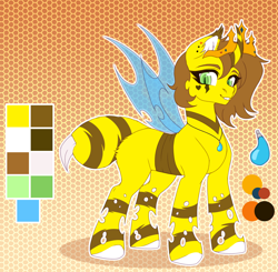 Size: 3000x2936 | Tagged: safe, alternate version, artist:nika-rain, oc, bee, hybrid, insect, pony, cute, female, hybrid oc, not geoffrey the giraffe, reference, reference sheet, solo