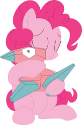 Size: 2351x3565 | Tagged: safe, artist:porygon2z, pinkie pie (g3), porygon, g3, cute, eyes closed, hug, pinkiebetes, pokémon, simple background, transparent background