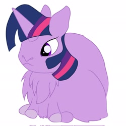 Size: 2047x2048 | Tagged: safe, artist:shakey_kyane929, twilight sparkle, bunnicorn, hybrid, original species, rabbit, rabbit pony, g4, bunnified, bunny sparkle, female, horn, simple background, solo, species swap, white background