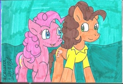 Size: 1191x816 | Tagged: safe, artist:cmara, cheese sandwich, pinkie pie, earth pony, pony, g4, duo, duo male and female, female, male, ship:cheesepie, shipping, straight