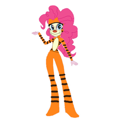 Size: 984x1080 | Tagged: safe, artist:fidelhernandeztheone, pinkie pie, human, equestria girls, g4, clothes, costume, disney, female, simple background, solo, the tigger movie, tigger, white background, winnie the pooh