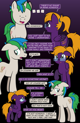 Size: 1920x2948 | Tagged: safe, artist:alexdti, oc, oc only, oc:purple creativity, oc:star logic, pegasus, pony, unicorn, comic:quest for friendship, horn, male, stallion