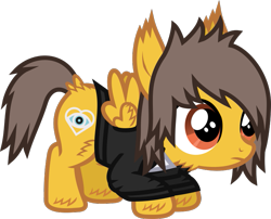 Size: 757x610 | Tagged: safe, artist:lightningbolt, derpibooru exclusive, pegasus, pony, g4, .svg available, alex gaskarth, all time low, ass up, butt fluff, cheek fluff, clothes, colt, ear fluff, face down ass up, foal, frown, hair over one eye, hoof fluff, long sleeves, male, ponified, shirt, show accurate, simple background, solo, spread wings, svg, tail, tail feathers, transparent background, undershirt, vector, wings