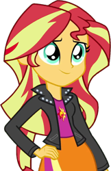 Size: 660x1020 | Tagged: safe, artist:gaelgaming1, edit, vector edit, sunset shimmer, human, equestria girls, g4, my little pony equestria girls: rainbow rocks, clothes, happy, jacket, shirt, simple background, transparent background, vector