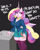 Size: 3500x4411 | Tagged: safe, artist:flutterthrash, princess cadance, alicorn, anthro, g4, annoyed, big breasts, black background, breasts, busty princess cadance, cleavage, clothes, dialogue, equestria girls outfit, eye clipping through hair, eyebrows, eyebrows visible through hair, female, frown, furrowed brow, high res, mare, milf, perky breasts, quill, simple background, skirt, solo, stockings, teacher, thigh highs