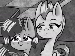 Size: 2000x1500 | Tagged: safe, alternate version, artist:cloud artist, pipp petals, zipp storm, pegasus, pony, g5, carpet, cellphone, duo, duo female, female, grayscale, mare, monochrome, phone, red carpet, royal sisters (g5), siblings, sisters, smartphone