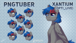 Size: 1280x720 | Tagged: safe, artist:sparkie45, oc, oc:xantium, pegasus, pony, commission, commission open, pngtuber, solo, streamers, vgen