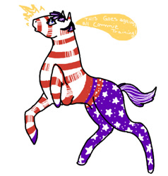 Size: 536x564 | Tagged: safe, artist:mapchoward, oc, oc:comrade colt, unicorn, american flag, communism, horn, speech bubble