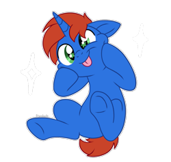 Size: 963x913 | Tagged: safe, artist:starshade, oc, oc only, oc:cyberpon3, pony, unicorn, :p, base used, cute, holding head, horn, male, outline, simple background, sitting, solo, sparkles, stallion, starry eyes, tongue out, transparent background, wingding eyes