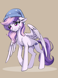 Size: 3000x4000 | Tagged: safe, artist:sierraex, oc, oc only, oc:sweet dreams, pegasus, pony, concave belly, hat, nightcap, partially open wings, pegasus oc, slender, solo, thin, wings