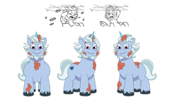 Size: 4096x2304 | Tagged: safe, lil critter workshop, alphabittle blossomforth, pony, unicorn, attack of the bunnisus, g5, my little pony: tell your tale, leak, download at source, downloadable, horn, male, solo, stallion, toon boom, turnaround, unshorn fetlocks