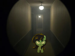 Size: 1134x850 | Tagged: safe, artist:talimingi, oc, oc only, oc:filly anon, earth pony, pony, female, filly, foal, hallway, looking at you, solo