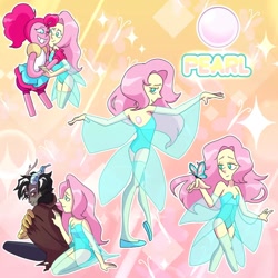 Size: 1080x1080 | Tagged: safe, artist:kazin_cartoon, discord, fluttershy, pinkie pie, gem (race), humanoid, g4, steven universe