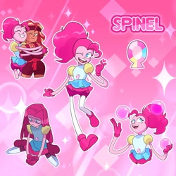 Size: 1080x1080 | Tagged: safe, artist:kazin_cartoon, pinkie pie, sunset shimmer, gem (race), humanoid, g4, steven universe