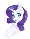 Size: 725x919 | Tagged: safe, artist:thieftea, rarity, pony, unicorn, g4, chest fluff, ear fluff, eyeshadow, female, horn, makeup, mare, open mouth, simple background, solo, white background