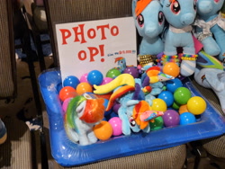 Size: 3648x2736 | Tagged: safe, rainbow dash, pegasus, harmonycon, g4, ball pit, chair, dashcon, female, harmonycon 2025, photo, plushie