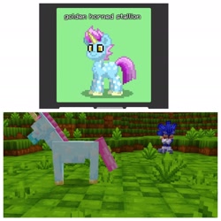 Size: 1920x1920 | Tagged: safe, pony, unicorn, pony town, horn, pink mane