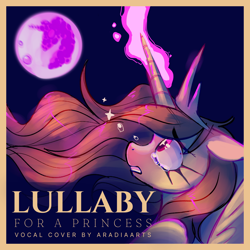 Size: 4000x4000 | Tagged: safe, artist:aradiaarts, nightmare moon, princess luna, oc, oc:princess amora, alicorn, g4, crown, crying, glowing, glowing horn, horn, jewelry, moon, night, regalia, stars