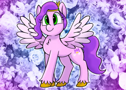 Size: 2100x1500 | Tagged: safe, artist:missingno44, pipp petals, pegasus, pony, g5, female, flower background, mare, solo, spread wings, wings