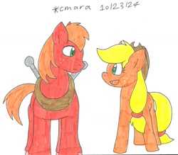 Size: 1446x1268 | Tagged: safe, artist:cmara, apple bloom, applejack, big macintosh, earth pony, g4, apple siblings, apple sisters, brother and sister, duo, duo male and female, female, male, siblings, simple background, sisters, white background