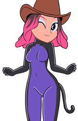 Size: 1647x2545 | Tagged: safe, artist:yaya54320bases, cat, human, equestria girls, g4, base used, calamity, catsuit, cowgirl, fortnite, simple background, solo, white background