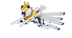 Size: 4221x2263 | Tagged: safe, artist:gmaplay, oc, oc:banshee, kirin, equestria girls, g4, armor, gundam, gundam narrative, kirin oc, machine, mecha, mobile suit, mobile suit gundam, robotic arm, solo