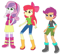 Size: 3438x2900 | Tagged: safe, artist:gmaplay, apple bloom, scootaloo, sweetie belle, equestria girls, equestria girls specials, g4, my little pony equestria girls: better together, my little pony equestria girls: rollercoaster of friendship, apple bloom's bow, boots, bow, hair bow, shoes, solo