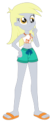 Size: 1900x4579 | Tagged: safe, artist:gmaplay, derpy hooves, aww... baby turtles, equestria girls, g4, my little pony equestria girls: better together, clothes, shorts, solo, standing, swimsuit