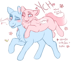 Size: 2700x2300 | Tagged: safe, artist:roselord, artist:roses, earth pony, pegasus, pony, advertisement, auction, auction open, commission, commission info, commission open, cute, holiday, love, pink, valentine, valentine's day, ych example, ych result, ych sketch, your character here