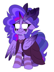 Size: 1929x2568 | Tagged: safe, artist:crazysketch101, oc, oc:cherrybutter, alicorn, pony, antlers, cloak, clothes, crying