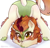 Size: 1453x1397 | Tagged: safe, artist:ponchik_art, autumn blaze, kirin, pony, g4, blushing, ear fluff, face down ass up, jack-o challenge, looking at you, meme, solo, unshorn fetlocks