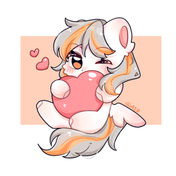 Size: 1000x1000 | Tagged: safe, artist:air, oc, oc only, oc:daodao, pegasus, cute, heart, hug, looking at you, pegasus oc, sitting, solo