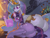 Size: 1955x1488 | Tagged: safe, artist:johnd332_7_1, princess celestia, twilight sparkle, alicorn, pony, g4, book, butt, butt focus, dock, duo, excited, female, glowing, glowing horn, horn, huge butt, large butt, levitation, lying down, magic, mare, on side, plot, reading, sunbutt, tail, telekinesis, twibutt, twilight sparkle (alicorn), underhoof, worried