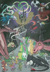 Size: 1295x1845 | Tagged: safe, artist:l0lm4tt, garble, princess ember, smolder, spike, dragon, g4, crossover