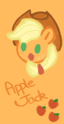 Size: 1080x2059 | Tagged: safe, artist:cui5255365, applejack, earth pony, pony, g4, :o, character name, cute, cutie mark, head only, jackabetes, name, open mouth, orange background, simple background