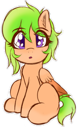 Size: 1713x2825 | Tagged: safe, artist:frosthawkpone, oc, oc only, oc:dune raindrops, pegasus, :o, female, filly, foal, open mouth, sitting