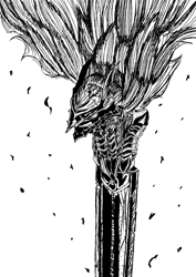 Size: 2480x3508 | Tagged: safe, artist:ybkathan, oc, oc only, pony, armor, berserk, crossover, guts, manga, monochrome, sketch, solo, sword, weapon