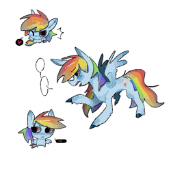 Size: 637x637 | Tagged: safe, artist:cui5255365, rainbow dash, pegasus, pony, g4, chibi, female, mare, open mouth, simple background, solo, speech bubble, spread wings, white background, wings