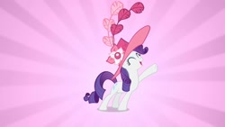 Size: 1472x828 | Tagged: safe, screencap, rarity, g4, my little pony: friendship is magic, season 2, sweet and elite, cute, feathered hat, female, happy, hat, outstretched hoof, raribetes, solo, solo female, solo focus