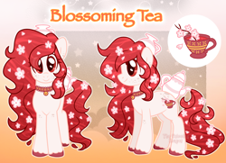 Size: 2214x1606 | Tagged: safe, artist:thegrinningreaper09, oc, oc:blossoming tea, earth pony, pony, augmented, augmented tail, female, mare, reference sheet, solo, tail