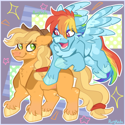 Size: 3000x3000 | Tagged: safe, artist:ponykeda, applejack, rainbow dash, earth pony, pegasus, pony, g4, female, mare, unshorn fetlocks