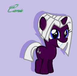 Size: 352x348 | Tagged: safe, artist:maciethehedgehog, oc, oc:camie, unicorn, filly oc, horn, lilac background, looking at you, smiling, smiling at you, unicorn oc, violet background